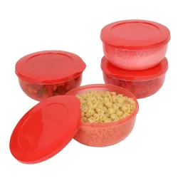 Cutting EDGE 1300ml Eco-Storage Plastic Container & Organizer Set of 4 for Kitchen, Refrigerator, Lunch & Food Storage (Red)