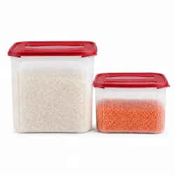 Cutting EDGE 2X Series Airtight Modular Container, Set of 2 (Dark Red)