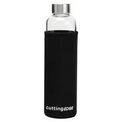 Cutting EDGE 1L Borosilicate Glass Water Bottle (Black Sleeve, Set of 1)