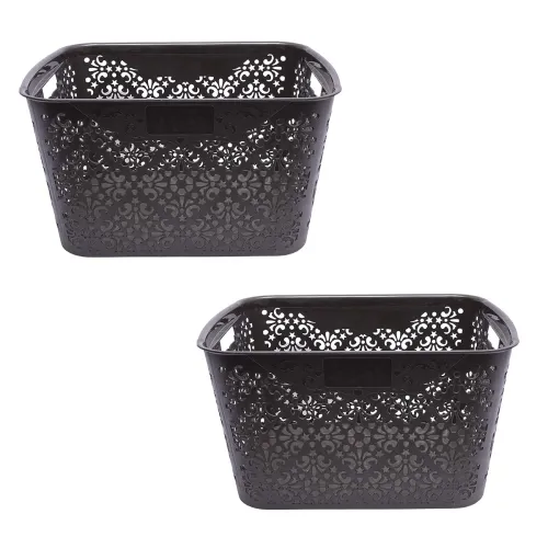 Image of Cutting Edge Essentials Plastic Turkish Basket Large, Brown (Set of 2)