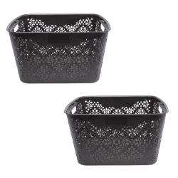 Cutting Edge Essentials Plastic Turkish Basket Large, Brown (Set of 2)