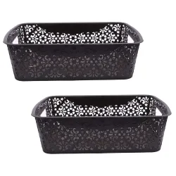 Cutting Edge Essentials Plastic Turkish Basket Medium, Brown (Set of 2)