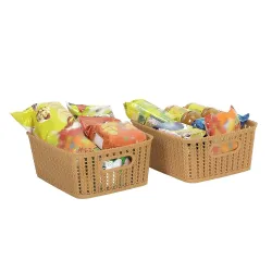 Cutting Edge Essentials Woven Storage Basket, Small, Beige (Set of 2)