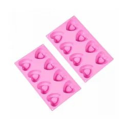 Cutting EDGE Heart Shape Muffin Pan Silicone Mold | Long-Lasting & Flexible | for Making Chocolate, Dessert, Pastry, Brownie, Muffins, Jelly, Pudding and Many More (Pack of 2 - Pink Color)