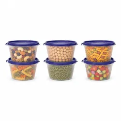 Cutting EDGE Nesterware 750ml Stackable Container (Set of 6, Dark Blue) | BPA-free plastic, stackable design, leak-proof, kitchen storage, pantry, fridge, meal prep, reusable, travel use