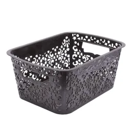 Cutting EDGE Plastic Turkish Storage Basket, Small, Black (Set of 1)