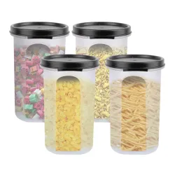 Cutting EDGE Smart Slim Storage 585 ML (Set of 4) Air-Tight Plastic Round Modular Container - for Juice, Dry Fruits - St
