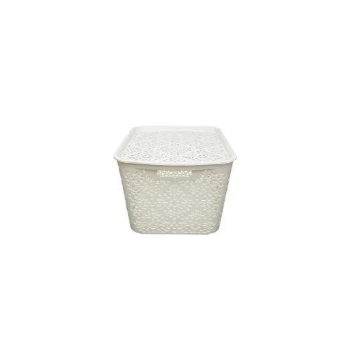Image of Cutting EDGE Plastic Turkish Storage Basket with Lid - Large