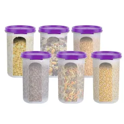 Cutting EDGE 585ML Smart Slim Storage Airtight Container-Purple,Set of 6