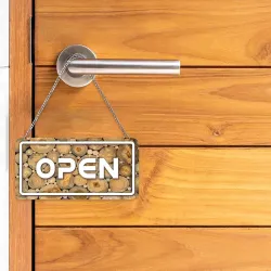 CVANU Double Sided Wooden Open Close Sign Board for Business Purpose, Cafe