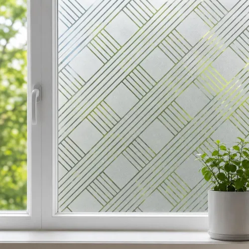 Image of CVANU Frosted Geometric Privacy Window Film