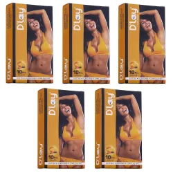 Dlay Dotted Real Feel Orange Flavoured Lubricated Condoms Pack 5