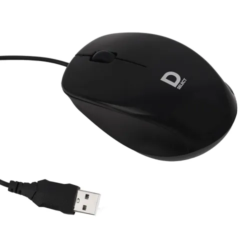 Image of D SELECT DS111 Wired Mouse – 1200 DPI, USB, Black