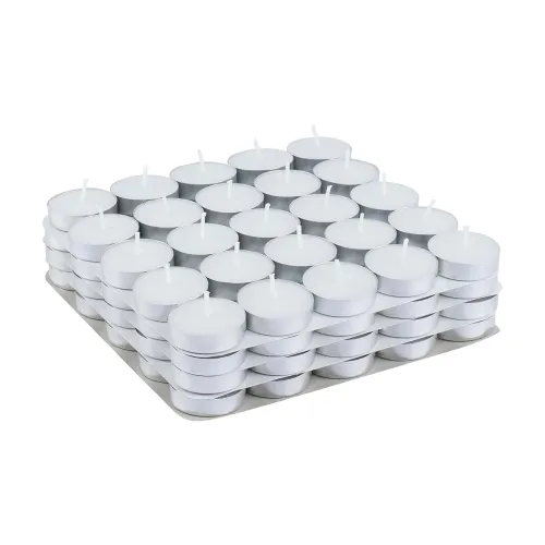 Image of D'Velas™ White Unscented Wax Tealight Candles - Pack of 100 | 2 Hours Burning Time, Paraffin Wax, Unscented, Smokeless, 