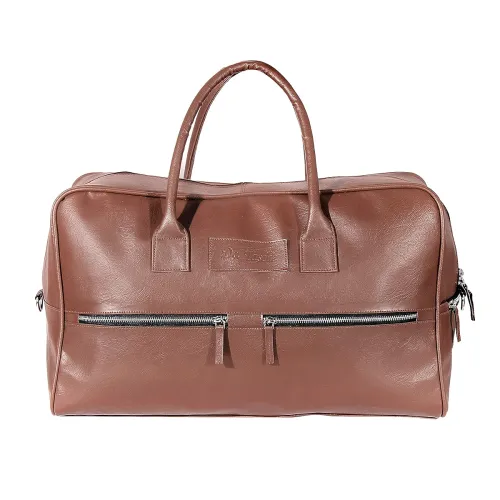 Image of Da Tasche Faux Leather Mild Design Duffel Bag (Tan)