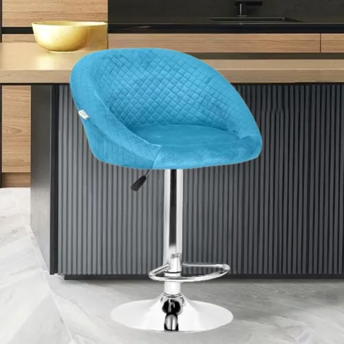 Image of Da URBAN Cozy Adjustable Velvet Bar Stool (Blue)