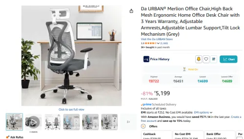 Image of Da URBAN® Merlion Office Chair High Back Mesh 