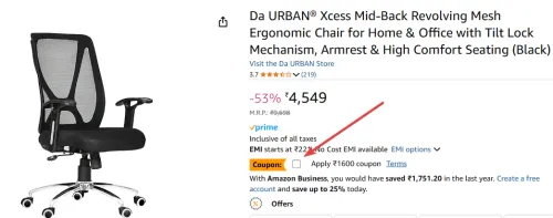 Image of Da URBAN® Xcess Mid-Back Revolving Mesh Ergonomic Chair 