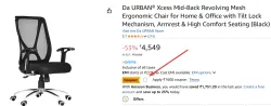 Da URBAN® Xcess Mid-Back Revolving Mesh Ergonomic Chair