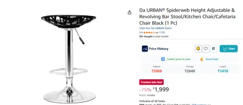 Image of Da URBAN® Spiderweb Height Adjustable Bar Stool 
