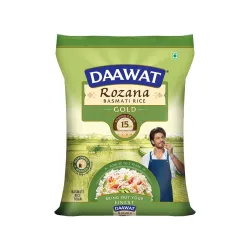 Daawat Rozana Gold Basmati Rice 5Kg| For Everyday Consumption| Cooked Grain Upto 15mm*| Naturally Aged