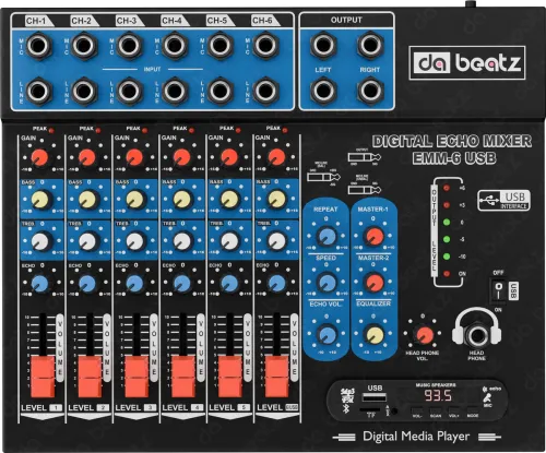 Image of Da.Beatz. Professional 6-Channel mixer EMM-6 Digital Sound Mixer & Audio