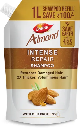 Image of Dabur Almond Intense Repair Refill Pack | Nourished & Smooth hair | Almond protein (1000 ml)