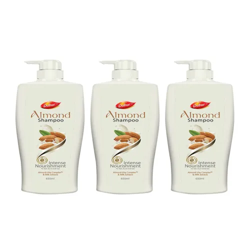 Image of Dabur Set Of 3 Almond Intense Nourishment Shampoo With Milk Extracts - 650ml Each