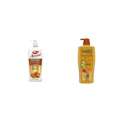 Image of Dabur Almond Shampoo, 650 ml & DABUR Vatika Ayurvedic Shampoo, 640ml