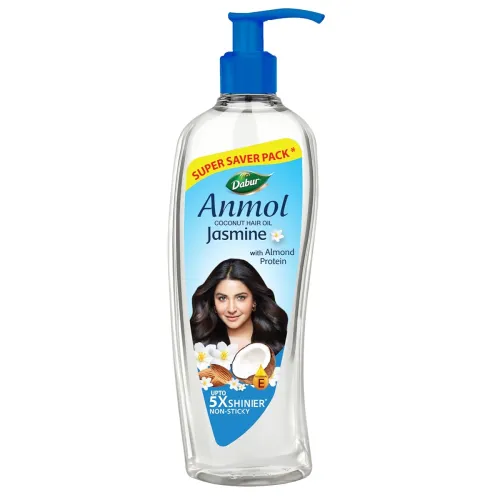 Image of Dabur Anmol Jasmine Coconut Hair Oil, 450ml, for Strong, Soft & Shiny Hair, with Almond Protein & Vitamin E, Nourishes t