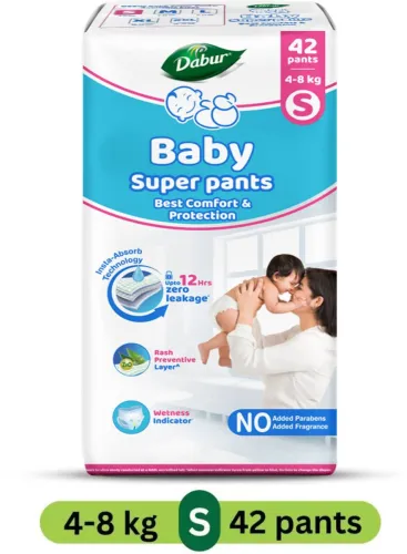 Image of Dabur Baby Super Pants || Insta-Absorb Technology - S  (42 Pieces)