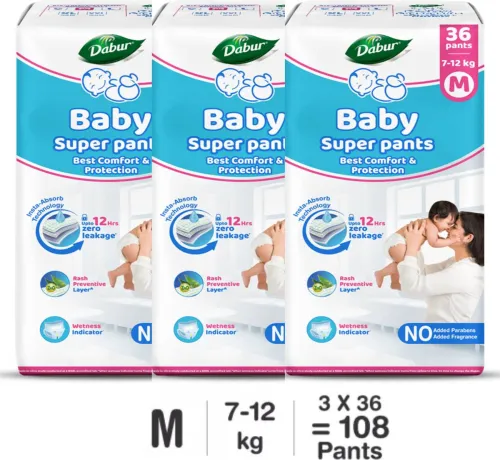 Image of Dabur Baby Super Pants | Diaper M  (108 Pieces)