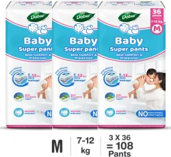 Dabur Baby Super Pants | Diaper M  (108 Pieces)