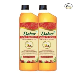 Dabur Cold Pressed Groundnut Cooking Oil - 1L x 2 | Contains Natural Antioxidants | Contains Unsaturated Fats