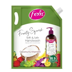 DABUR Fem Fruity Squash Soft & Safe Handwash - 1500Ml | Germ Protection | Enriched With Goodness Of Coconut Milk & Vitamin E | Long Lasting Fragrance