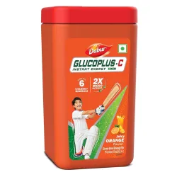 DABUR Gluco Plus C Orange 400g – Glucose Drink Enriched with Calcium & Vitamin C, 99.4% Pure Glucose for Instant Energy,