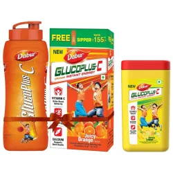 Dabur Gluco Plus C Orange 1Kg + Lemon 400g (Free Sipper)