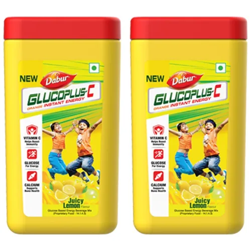 Image of DABUR Glucoplus-C Instant Energy Glucose Juicy&Tasty Lemon Flavour - 400G Jar|Glucose Replenishes Energy| 