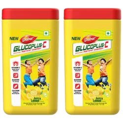 DABUR Glucoplus-C Instant Energy Glucose Juicy&Tasty Lemon Flavour - 400G Jar|Glucose Replenishes Energy| 