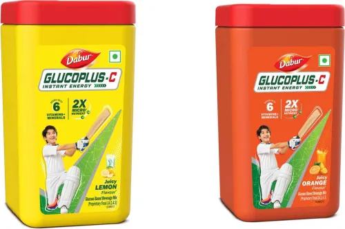 Image of Dabur GlucoPlus-C Instant Energy Glucose (Lemon + Orange Powder) Sports Drink (2x400 g, Lemon+Orange Flavored)