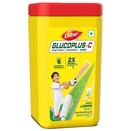 Image of Dabur Glucoplus C Instant Powder Energy Glucose (Lemon Flavour) - 400gm | Replenishes Energy with 6 Added Vitamins and M