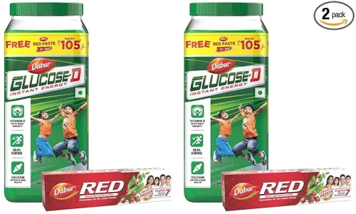 Image of Dabur Glucose D Instant Energy Glucose Juicy & Tasty - 1 kg with Dabur Red Paste 200g free | Glucose Replenishes Energy 