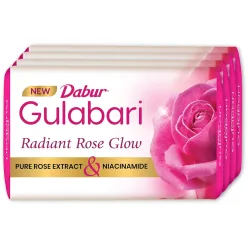 Dabur Gulabari Pure Rose Soap 150g (Pack of 4) | Moisturizing Bathing Soap for Radiant Glowing Skin & Body | 