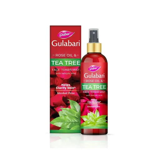 Image of Dabur Gulabari Rose Oil & Tea Tree Face Toner Mist & Rosewater 100ml 