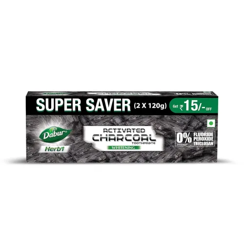Image of Dabur Herb'l Activated Charcoal Toothpaste 240g Pack-2