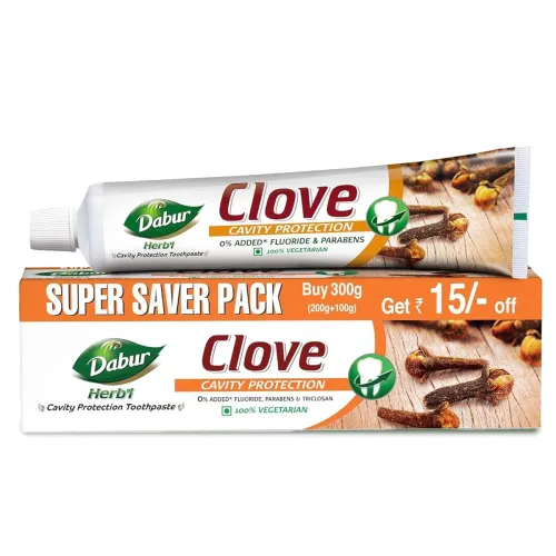 Image of Dabur Herb’l Clove Toothpaste 300g (Cavity Protection, No Fluoride or Parabens)