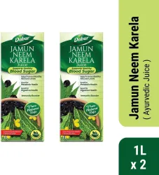 Dabur Jamun Neem Karela Juice - 1L x 2 | Controls Blood Sugar Level | Digestive Health (Pack of 2, 2 L)