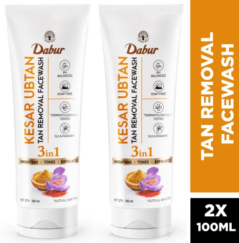 Image of Dabur Kesar Ubtan -Pack of 2|100% Kashmiri Saffron|Exfoliates, Glows & Tones Face Wash (200 g)
