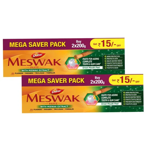 Image of Dabur Meswak Complete Oral Care Toothpaste - 800g (400g x 2, Pack of 2) | Complete Oral & Gum Care Toothpaste | Contains