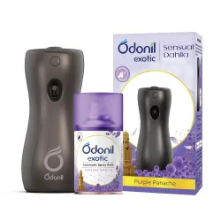 DABUR Odonil Exotic Automatic Spray- 225Ml | Machine + 1 Refill | Sensual Dahlia | 2X Long Lasting | 2200 Sprays Guarant